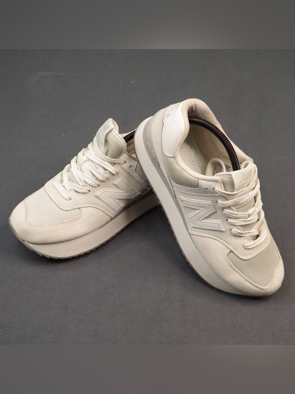 New Balance 574 Platform Women's Size 11-Men’s 9.5 WL574ZSC Gray White Sneakers
